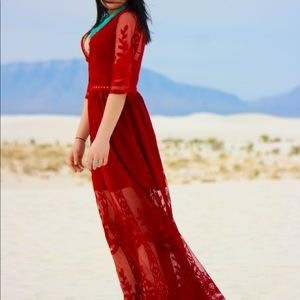 Beautiful red lace dress 👗